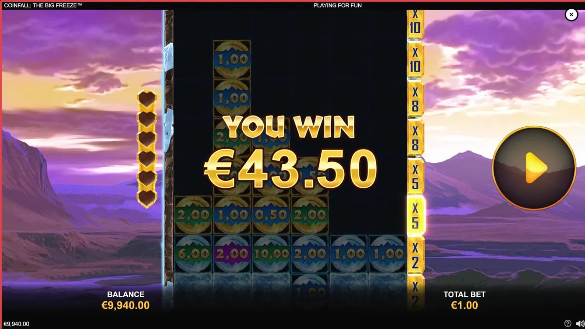 Pemandangan tundra prasejarah yang dingin dengan elemen slot modern di Coinfall: The Big Freeze