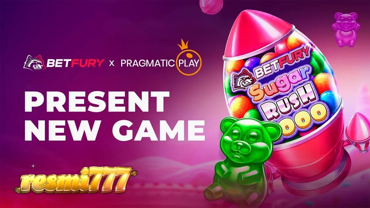 Tampilan visual slot BetFury Sugar Rush 1000 yang penuh warna dan ceria