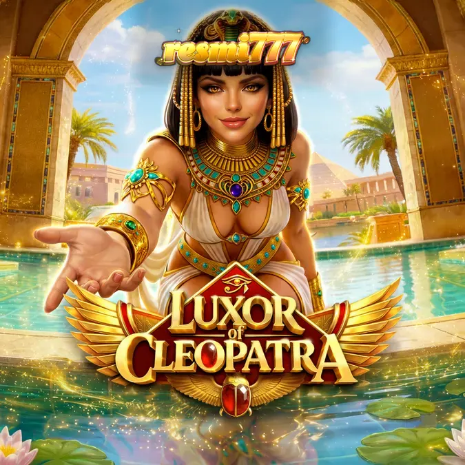 Tampilan visual slot Luxor of Cleopatra dengan elemen emas dan simbol Mesir kuno.
